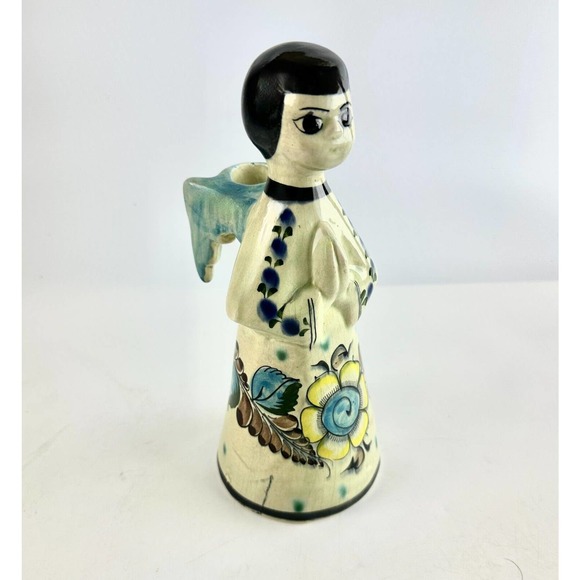 Tonala Mexican Pottery Praying Angel Candlestick Holder - Vintage Folk Art - Picture 2 of 14